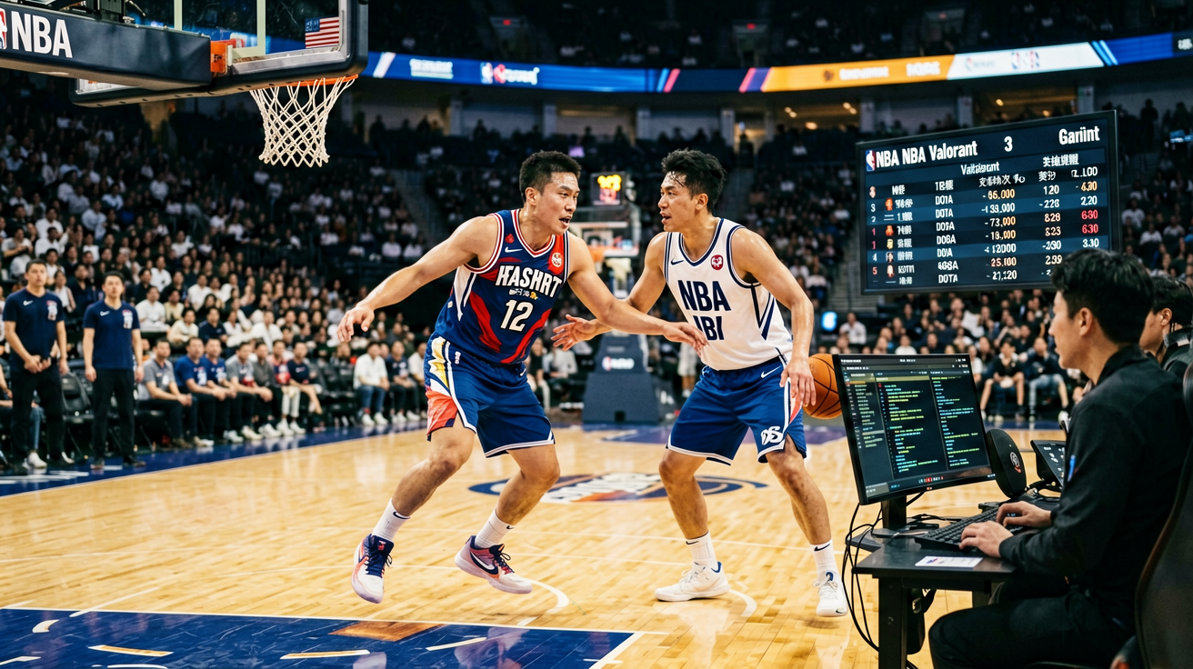 NBA篮球赛场激烈对抗瞬间